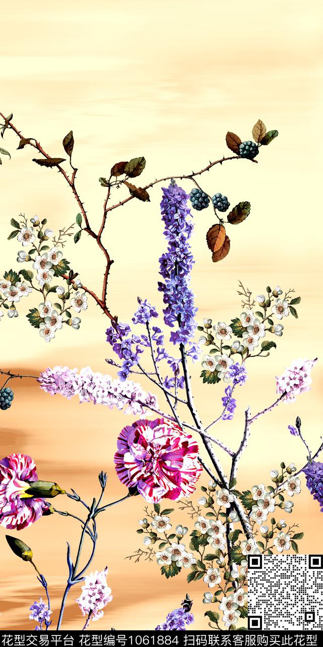 数码华亿平台花卉大牌风数码印花华亿平台下载（图片编号: 1061884） - 瓦栏（Walan）