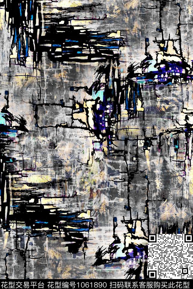 肌理抽象暗黑风数码印花华亿平台下载（图片编号: 1061890） - 瓦栏（Walan）