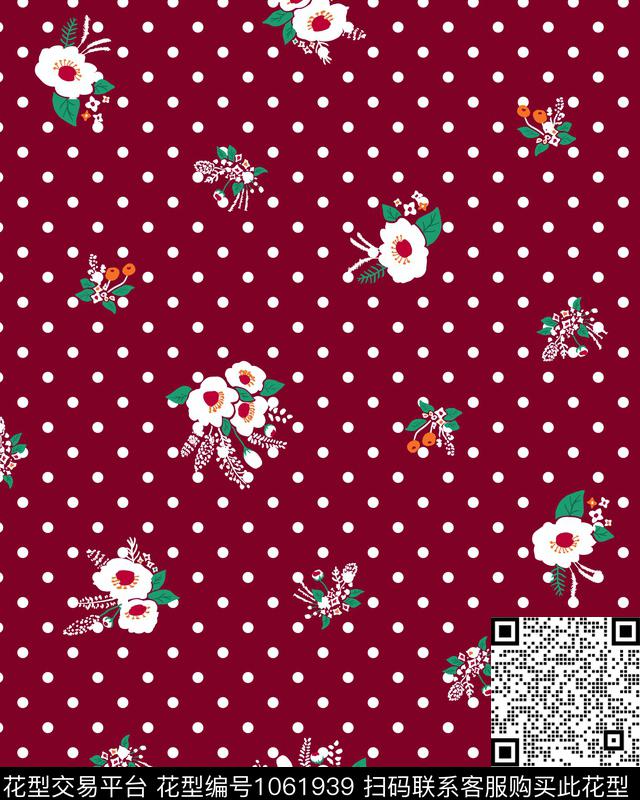 波点黑底花卉小碎花传统印花华亿平台下载（图片编号: 1061939） - 瓦栏（Walan）