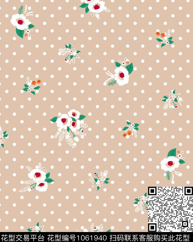 波点黑底花卉小碎花传统印花华亿平台下载（图片编号: 1061940） - 瓦栏（Walan）