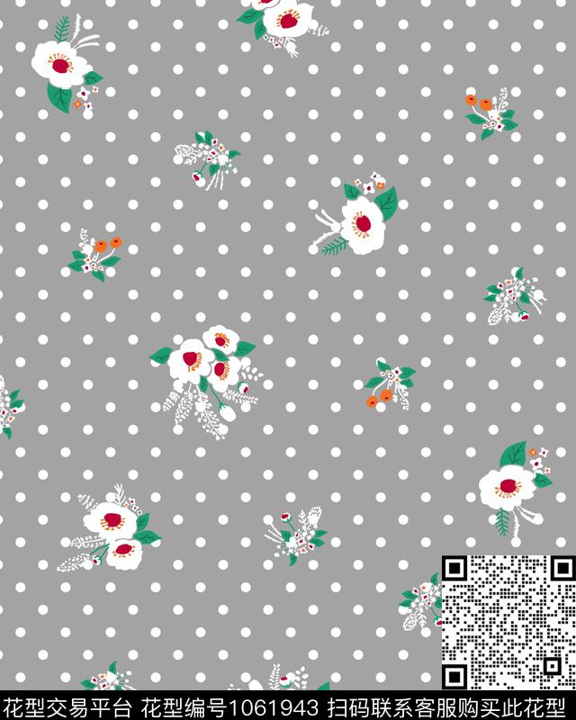 波点黑底花卉小碎花传统印花华亿平台下载（图片编号: 1061943） - 瓦栏（Walan）