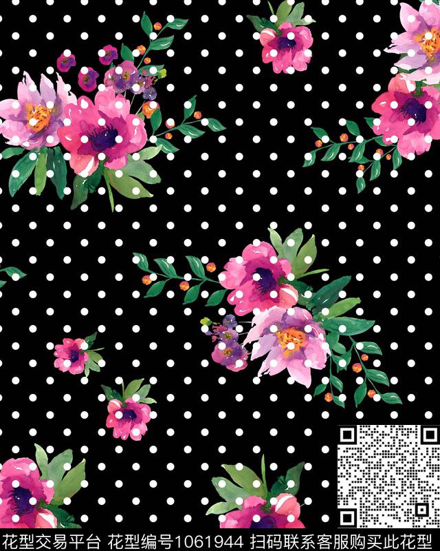 数码华亿平台手绘花卉女装数码印花华亿平台下载（图片编号: 1061944） - 瓦栏（Walan）