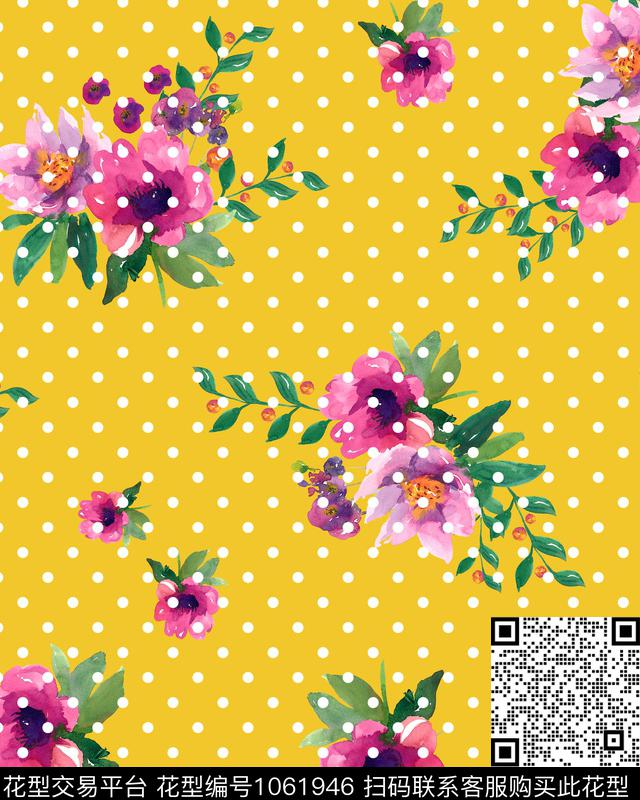 数码华亿平台手绘花卉女装数码印花华亿平台下载（图片编号: 1061946） - 瓦栏（Walan）