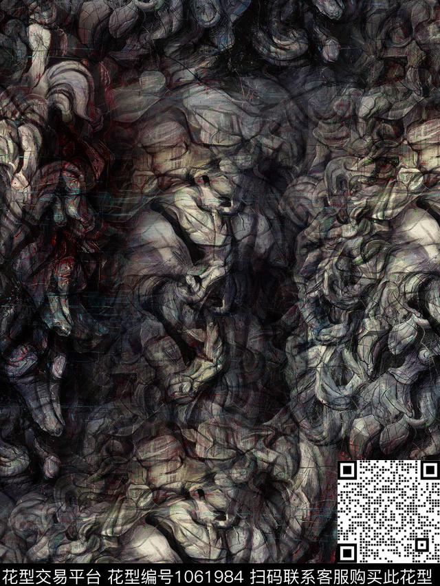 抽象男装文艺数码印花华亿平台下载（图片编号: 1061984） - 瓦栏（Walan）