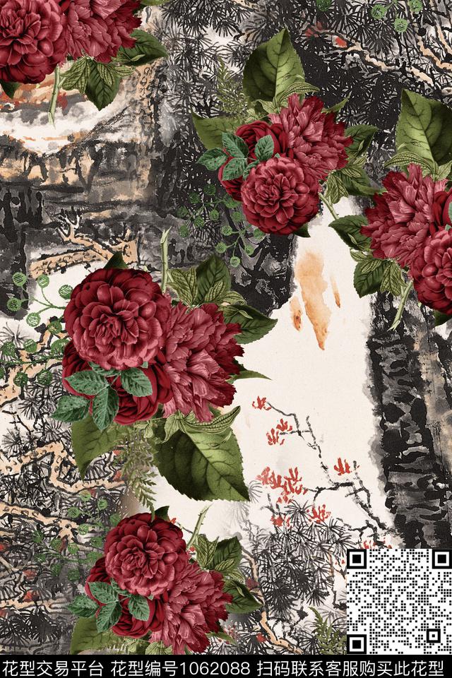 数码华亿平台花卉绿植树叶数码印花华亿平台下载（图片编号: 1062088） - 瓦栏（Walan）