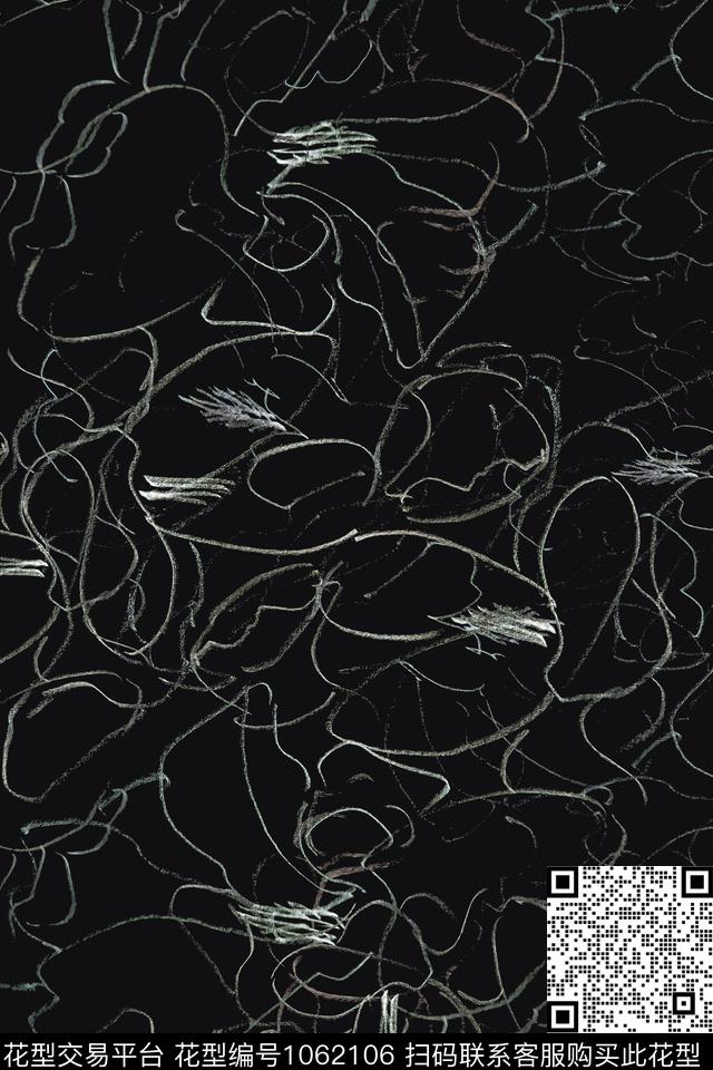 手绘线条笔触男装休闲花卉签字笔印花传统印花华亿平台下载（图片编号: 1062106） - 瓦栏（Walan）