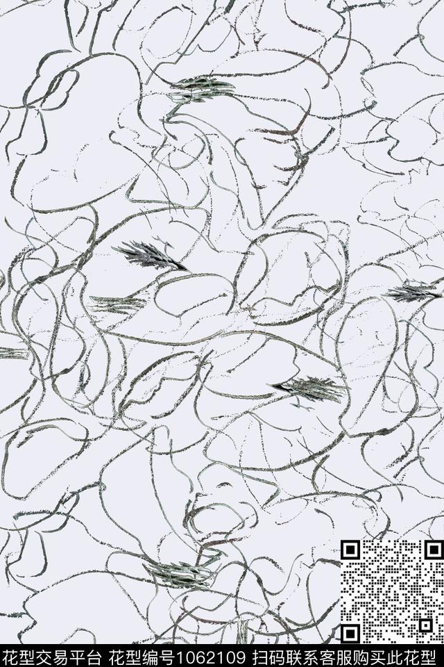 手绘线条笔触男装休闲花卉签字笔印花传统印花华亿平台下载（图片编号: 1062109） - 瓦栏（Walan）