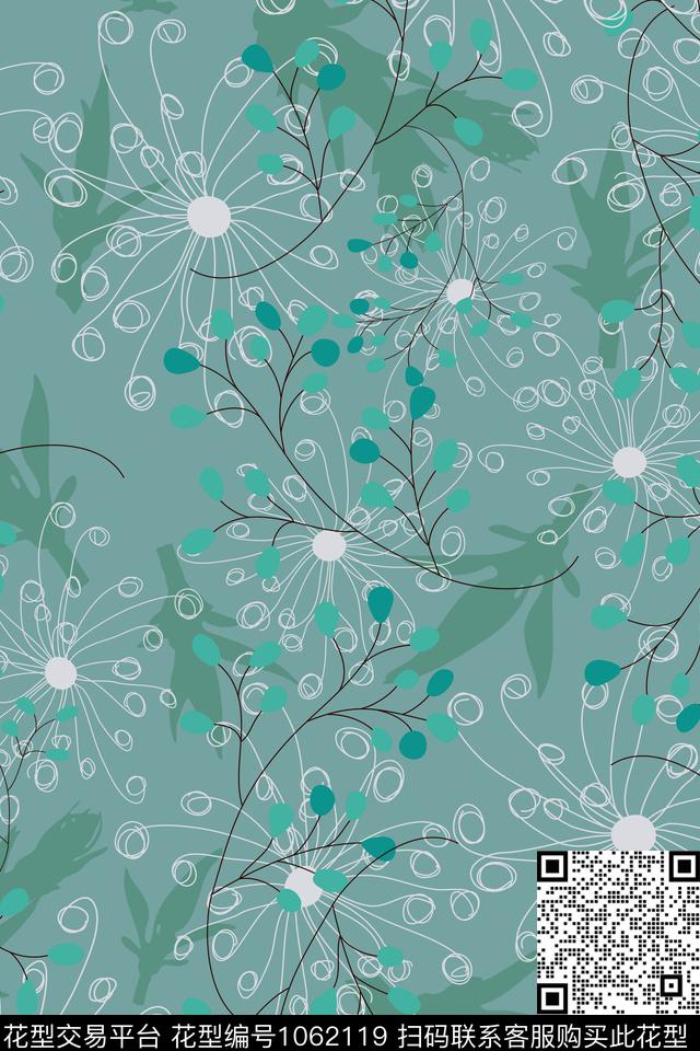 抽象花卉小碎花春夏华亿平台数码印花华亿平台下载（图片编号: 1062119） - 瓦栏（Walan）