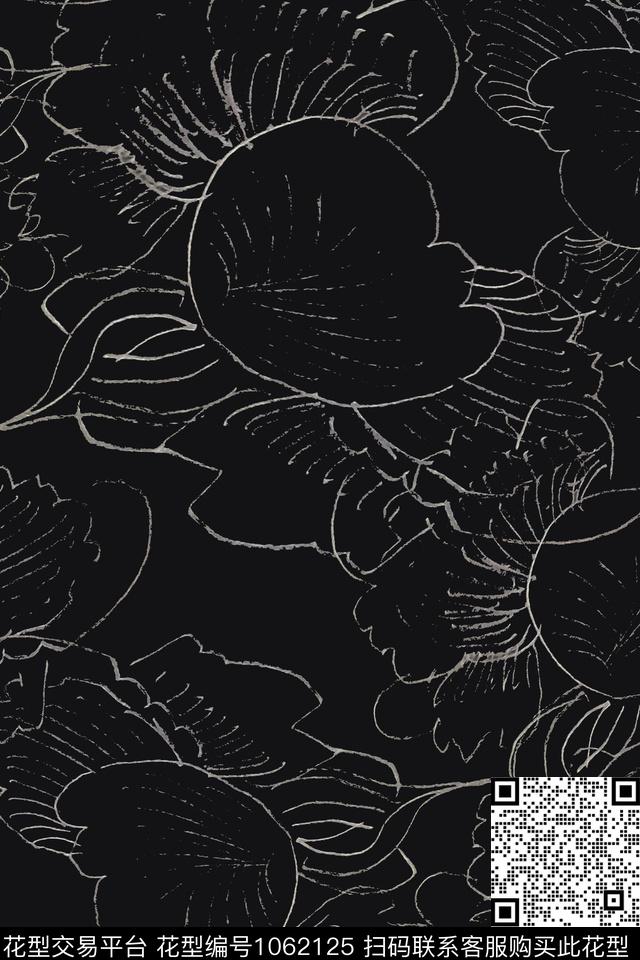 风格化花卉男装休闲花卉签字笔印花传统印花华亿平台下载（图片编号: 1062125） - 瓦栏（Walan）