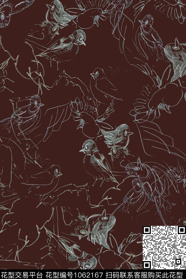 比翼鸟签字笔印花男装休闲花卉传统印花华亿平台下载（图片编号: 1062167） - 瓦栏（Walan）