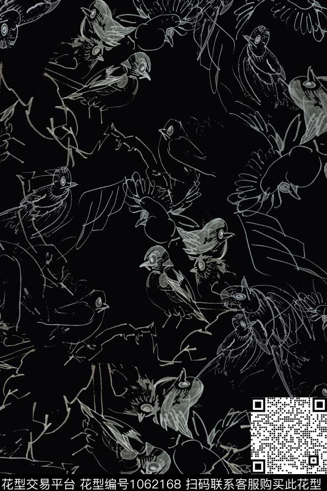 比翼鸟签字笔印花男装休闲花卉传统印花华亿平台下载（图片编号: 1062168） - 瓦栏（Walan）