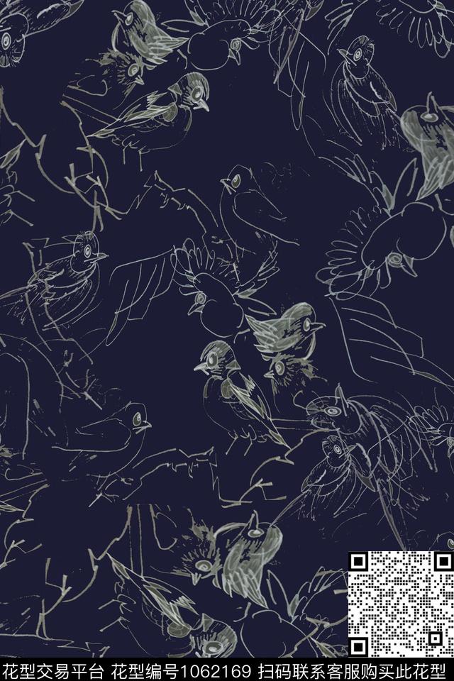 比翼鸟签字笔印花男装休闲花卉传统印花华亿平台下载（图片编号: 1062169） - 瓦栏（Walan）