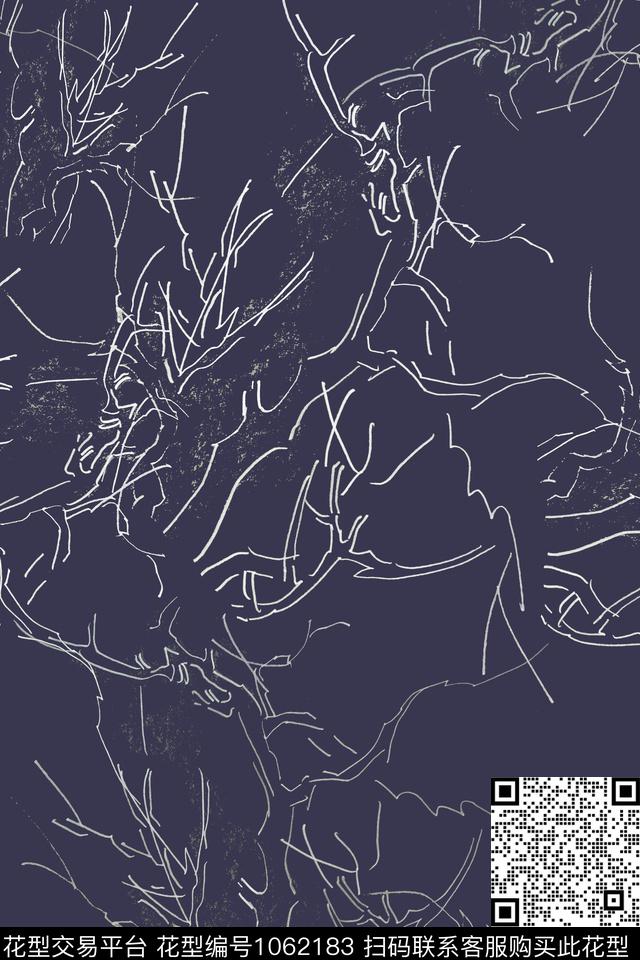 树枝男装休闲花卉签字笔印花传统印花华亿平台下载（图片编号: 1062183） - 瓦栏（Walan）