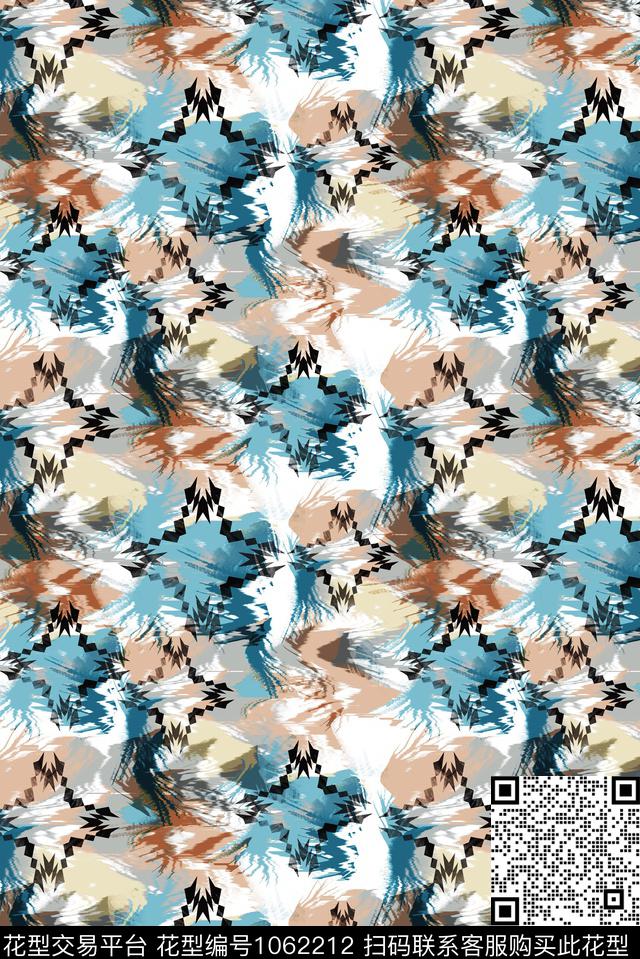 条纹民族风抽象数码印花华亿平台下载（图片编号: 1062212） - 瓦栏（Walan）