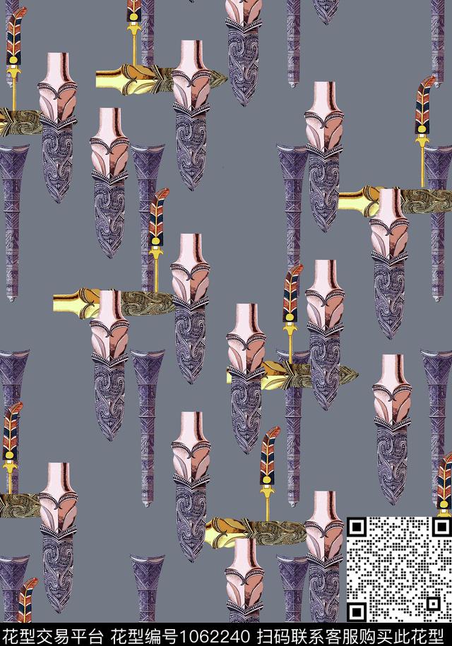 羽毛复古剑数码印花华亿平台下载（图片编号: 1062240） - 瓦栏（Walan）