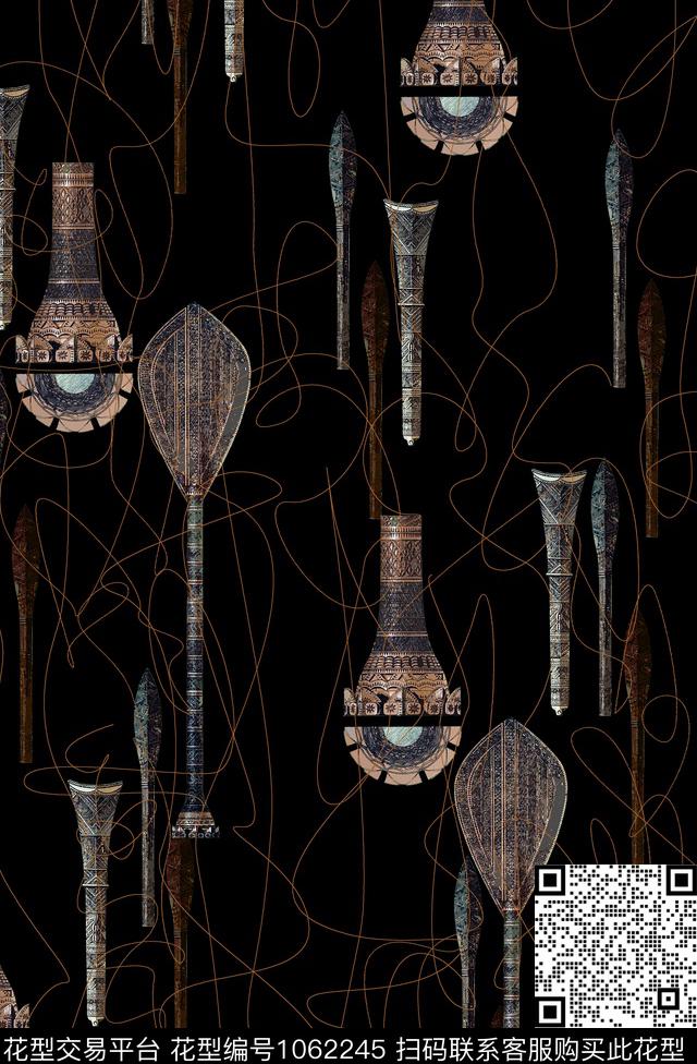 线团工具复古怀旧数码印花华亿平台下载（图片编号: 1062245） - 瓦栏（Walan）