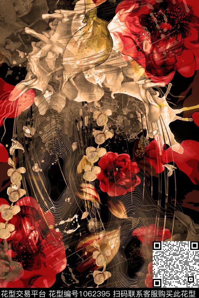 男装花卉复古数码印花华亿平台下载（图片编号: 1062395） - 瓦栏（Walan）