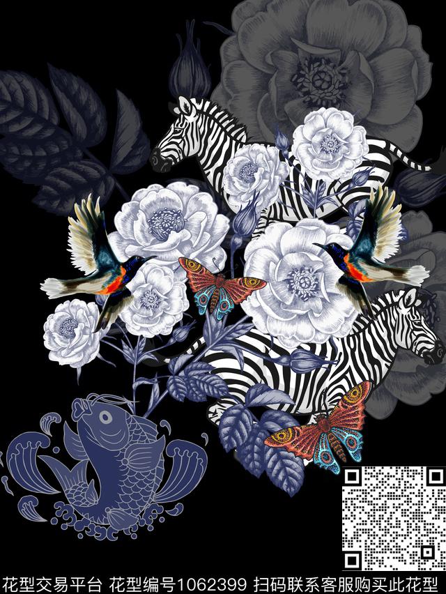 鸟斑马鱼数码印花华亿平台下载（图片编号: 1062399） - 瓦栏（Walan）