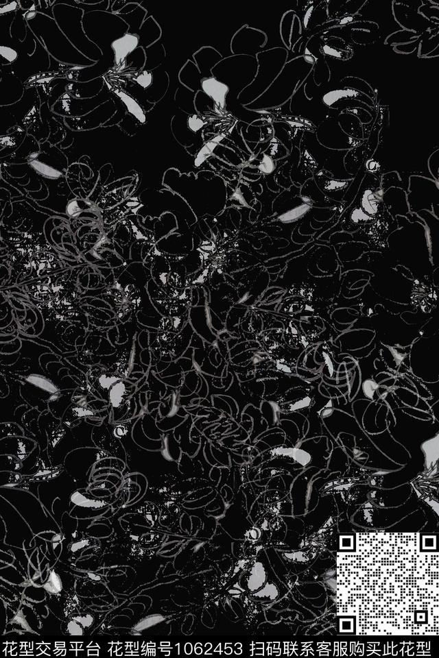 风格化花卉手绘线条笔触签字笔印花传统印花华亿平台下载（图片编号: 1062453） - 瓦栏（Walan）