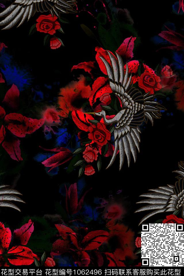 抽象男装花卉数码印花华亿平台下载（图片编号: 1062496） - 瓦栏（Walan）