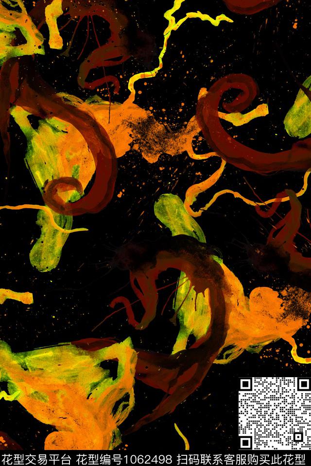 抽象男装花卉数码印花华亿平台下载（图片编号: 1062498） - 瓦栏（Walan）