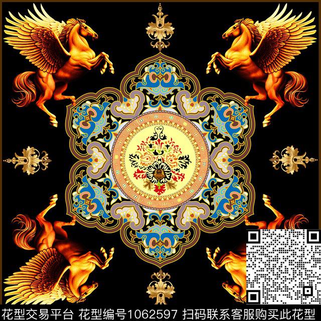 民族风欧式定位花马数码印花华亿平台下载（图片编号: 1062597） - 瓦栏（Walan）