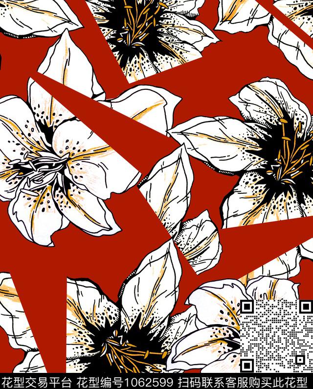 数码华亿平台花卉大牌风数码印花华亿平台下载（图片编号: 1062599） - 瓦栏（Walan）