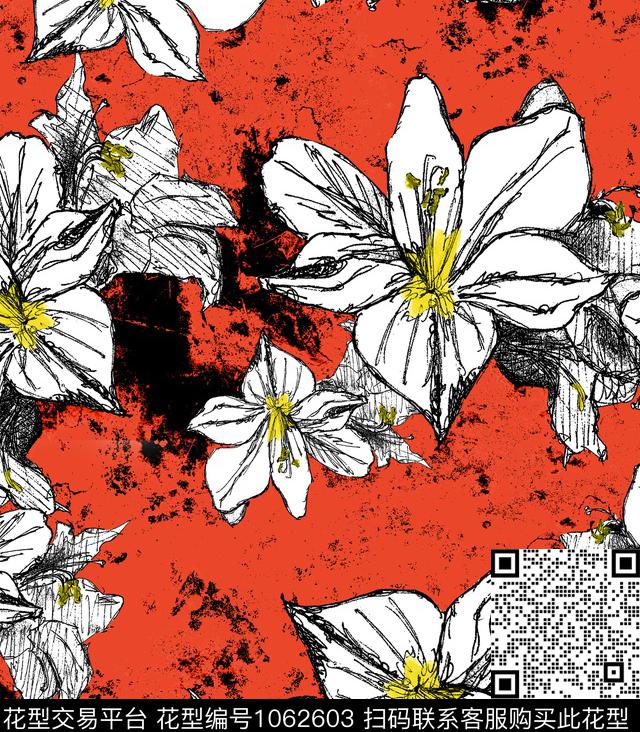 数码华亿平台花卉大牌风数码印花华亿平台下载（图片编号: 1062603） - 瓦栏（Walan）