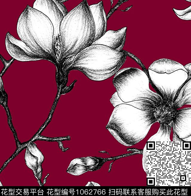 数码华亿平台花卉大牌风数码印花华亿平台下载（图片编号: 1062766） - 瓦栏（Walan）