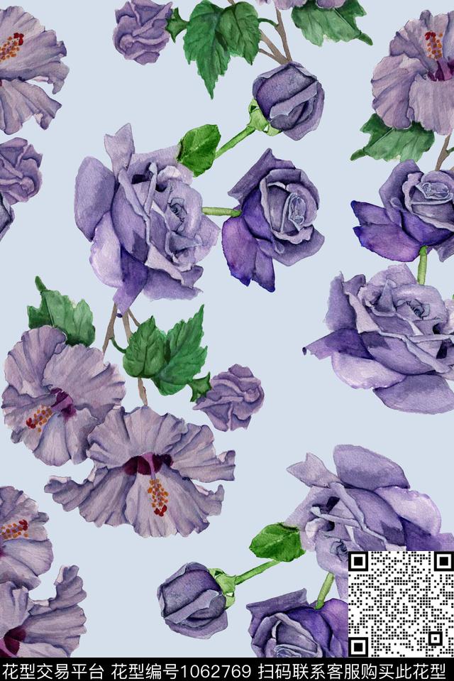 植物花卉手绘花卉数码印花华亿平台下载（图片编号: 1062769） - 瓦栏（Walan）