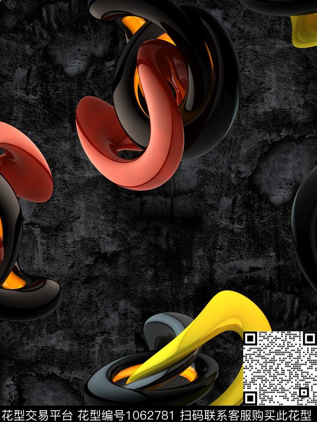 抽象男装复古数码印花华亿平台下载（图片编号: 1062781） - 瓦栏（Walan）