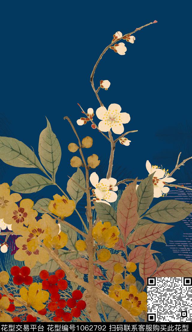 数码华亿平台定位花中国风数码印花华亿平台下载（图片编号: 1062792） - 瓦栏（Walan）