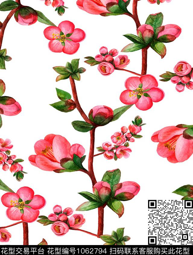 植物花卉手绘花卉数码印花华亿平台下载（图片编号: 1062794） - 瓦栏（Walan）