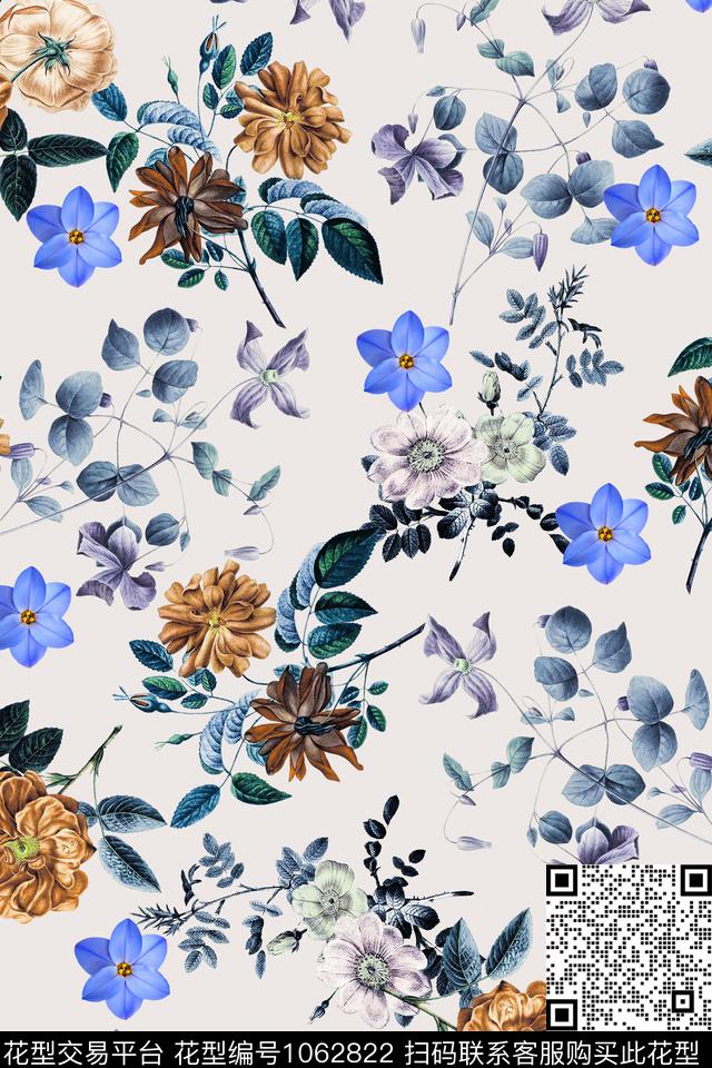 小碎花清爽底花卉新色数码印花华亿平台下载（图片编号: 1062822） - 瓦栏（Walan）