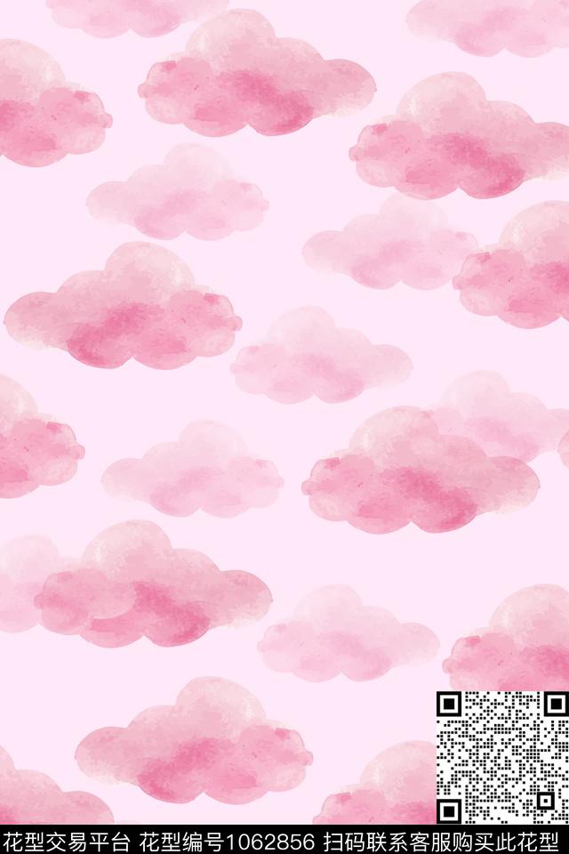 粉色天空可爱风传统印花华亿平台下载（图片编号: 1062856） - 瓦栏（Walan）