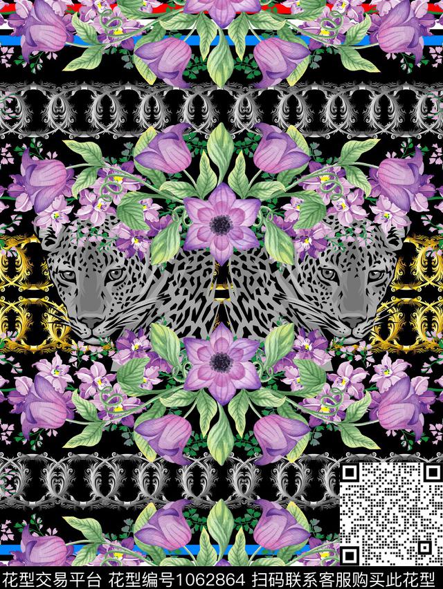 男装花卉复古数码印花华亿平台下载（图片编号: 1062864） - 瓦栏（Walan）