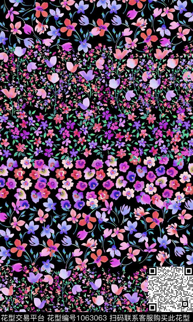 抽象花卉小碎花春夏华亿平台数码印花华亿平台下载（图片编号: 1063063） - 瓦栏（Walan）