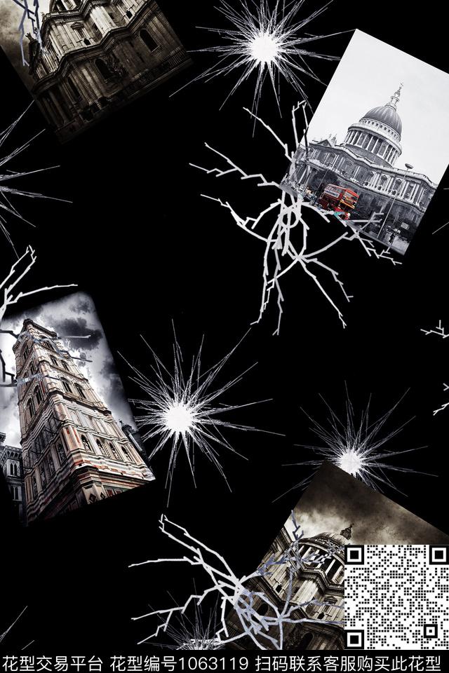 数码华亿平台潮牌黑白华亿平台数码印花华亿平台下载（图片编号: 1063119） - 瓦栏（Walan）