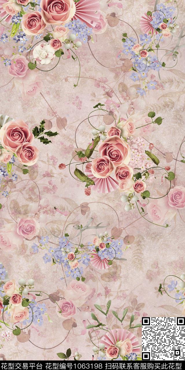 数码华亿平台水彩花卉女装数码印花华亿平台下载（图片编号: 1063198） - 瓦栏（Walan）