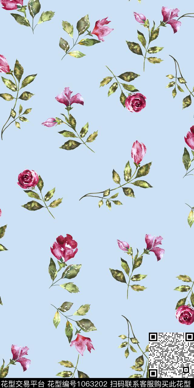 小碎花手绘花卉满版散花数码印花华亿平台下载（图片编号: 1063202） - 瓦栏（Walan）