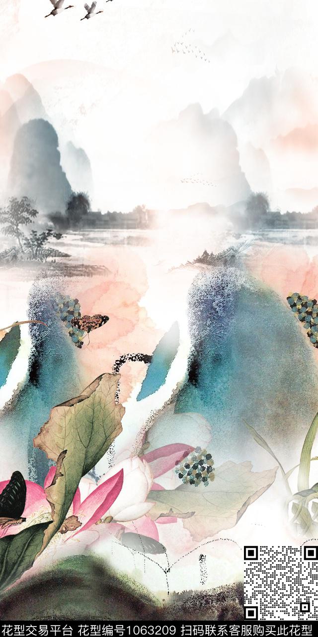 中老年定位花中国风数码印花华亿平台下载（图片编号: 1063209） - 瓦栏（Walan）