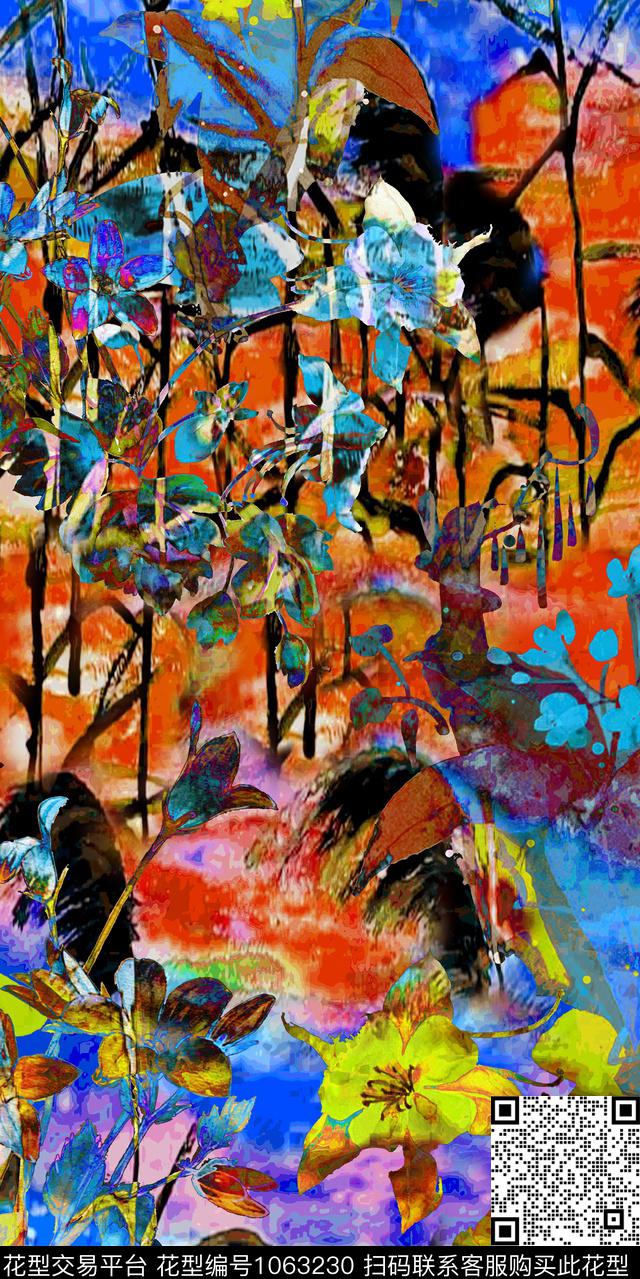 数码华亿平台花卉女装数码印花华亿平台下载（图片编号: 1063230） - 瓦栏（Walan）