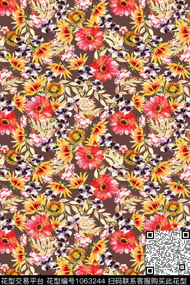 数码华亿平台民族风花卉数码印花华亿平台下载（图片编号: 1063244） - 瓦栏（Walan）