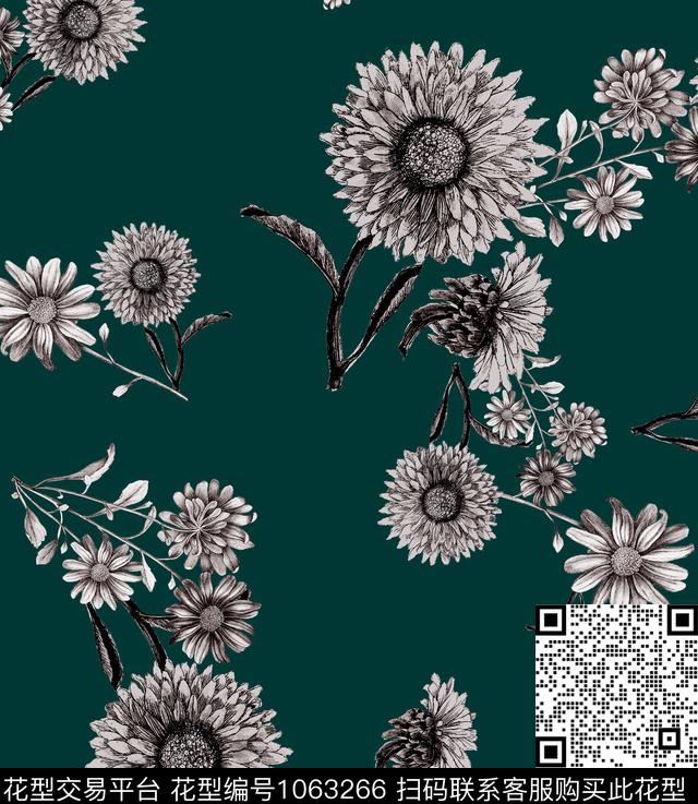 数码华亿平台花卉大牌风数码印花华亿平台下载（图片编号: 1063266） - 瓦栏（Walan）