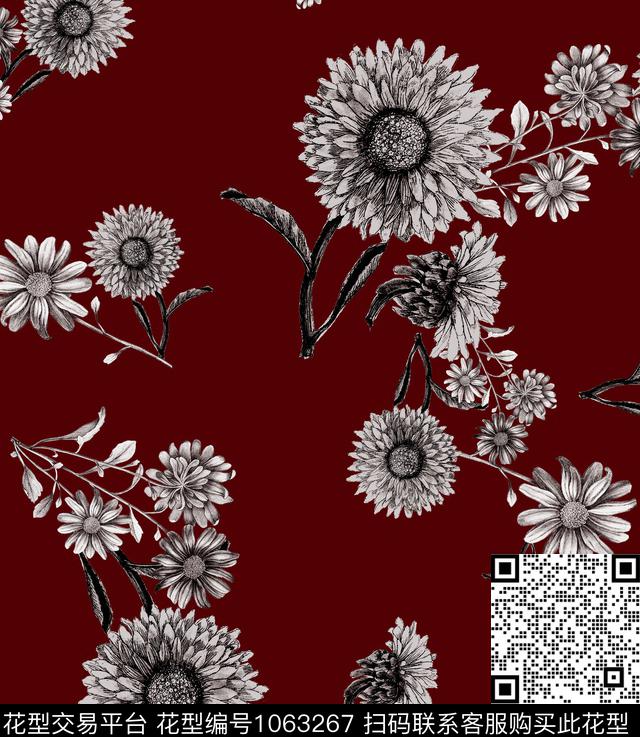 数码华亿平台花卉大牌风数码印花华亿平台下载（图片编号: 1063267） - 瓦栏（Walan）