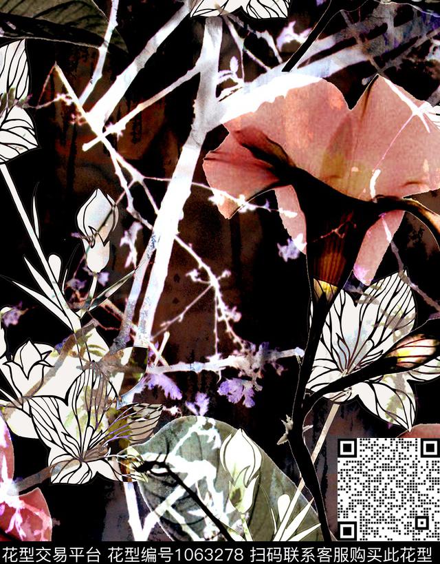 数码华亿平台花卉女装数码印花华亿平台下载（图片编号: 1063278） - 瓦栏（Walan）