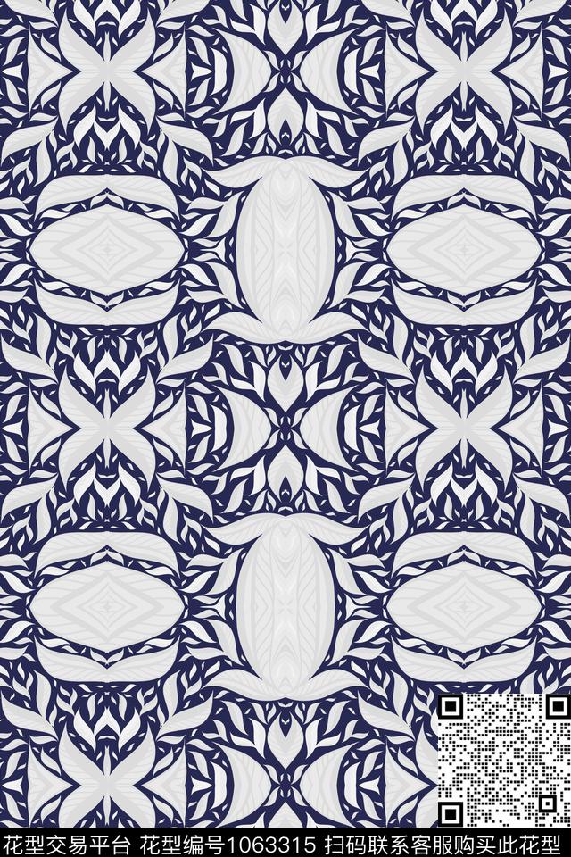 条纹风格化花卉抽象传统印花华亿平台下载（图片编号: 1063315） - 瓦栏（Walan）