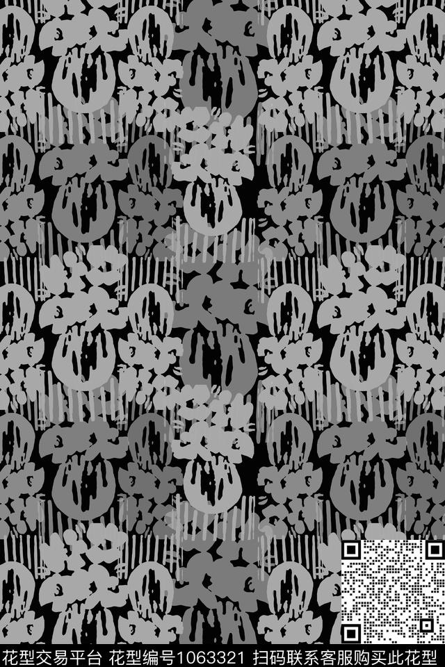 抽象风格化花卉签字笔印花传统印花华亿平台下载（图片编号: 1063321） - 瓦栏（Walan）