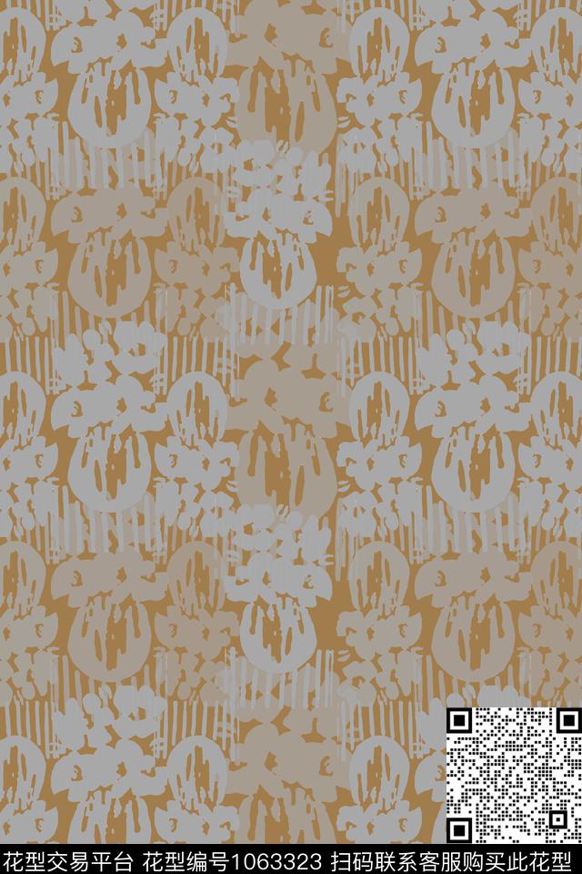 抽象风格化花卉签字笔印花传统印花华亿平台下载（图片编号: 1063323） - 瓦栏（Walan）