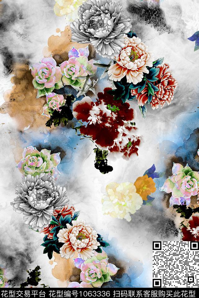 朦胧花卉花卉中国风数码印花华亿平台下载（图片编号: 1063336） - 瓦栏（Walan）